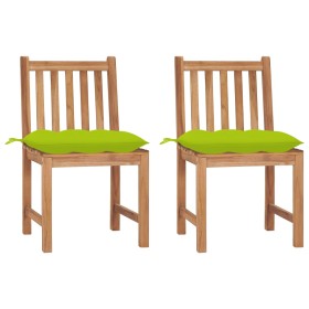 Gartenstühle 2 Einheiten aus massivem Teakholz mit Kissen von vidaXL, Gartenstühle - Ref: Foro24-3062942, Preis: 239,39 €, Ra...
