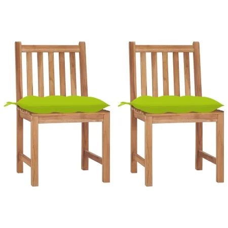 Sillas de jardín 2 unidades madera maciza de teca con cojines de vidaXL, Sillas de jardín - Ref: Foro24-3062942, Precio: 231,...