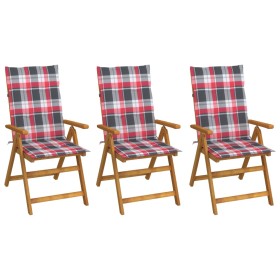 3 Stück klappbare Gartenstühle und Kissen aus massivem Akazienholz von vidaXL, Gartenstühle - Ref: Foro24-3064102, Preis: 257...