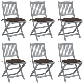 Folding garden chairs 6 pcs solid acacia wood cushions by vidaXL, Garden chairs - Ref: Foro24-3065457, Price: 333,21 €, Disco...