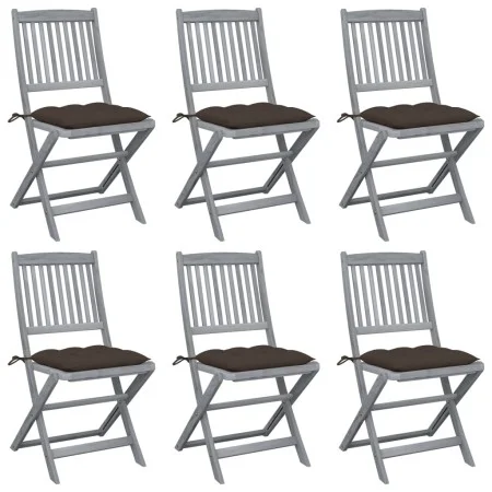 Klappbare Gartenstühle, 6 Stück, Kissen aus massivem Akazienholz von vidaXL, Gartenstühle - Ref: Foro24-3065457, Preis: 321,6...