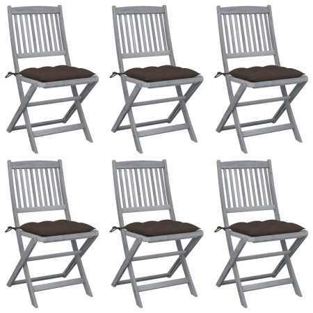 Klappbare Gartenstühle, 6 Stück, Kissen aus massivem Akazienholz von vidaXL, Gartenstühle - Ref: Foro24-3065457, Preis: 332,9...