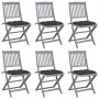 Klappbare Gartenstühle, 6 Stück, Kissen aus massivem Akazienholz von vidaXL, Gartenstühle - Ref: Foro24-3065457, Preis: 321,6...