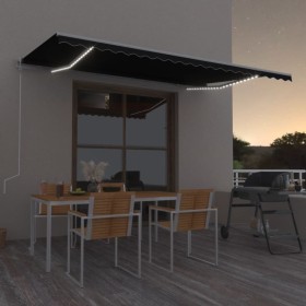 Toldo automático LED sensor de viento gris antracita 500x300 cm