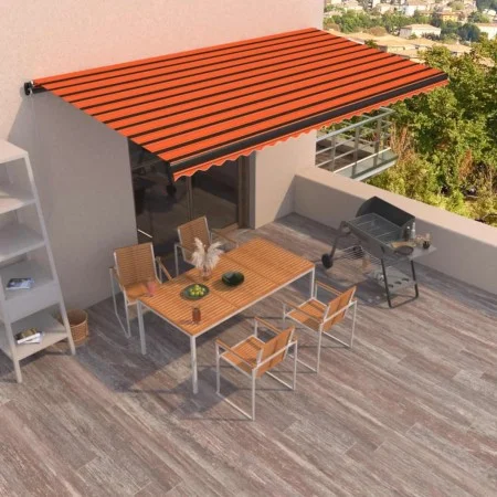 Orange and brown manual retractable awning 600x350 cm by vidaXL, Awnings - Ref: Foro24-3069240, Price: 562,30 €, Discount: %