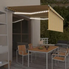 Toldo automático con persiana LED sensor viento amarillo 4x3 m de vidaXL, Toldos - Ref: Foro24-3069313, Precio: 646,76 €, Des...