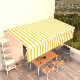Manual retractable awning with yellow and white blinds 6x3 m by vidaXL, Awnings - Ref: Foro24-3069358, Price: 545,53 €, Disco...