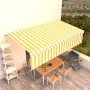Manual retractable awning with yellow and white blinds 6x3 m by vidaXL, Awnings - Ref: Foro24-3069358, Price: 545,53 €, Disco...