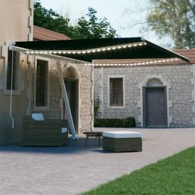 Manual retractable awning with LED anthracite gray 400x300 cm by vidaXL, Awnings - Ref: Foro24-3069544, Price: 490,95 €, Disc...