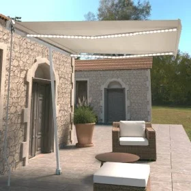 Automatic awning with LED wind sensor cream color 300x250cm by vidaXL, Awnings - Ref: Foro24-3069512, Price: 593,78 €, Discou...