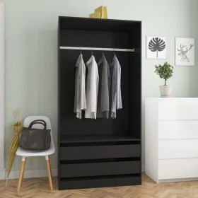 Armario de madera contrachapada negro 100x50x200 cm by vidaXL, Wardrobes - Ref: Foro24-800604, Price: 209,50 €, Discount: %