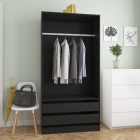 Schwarzer Sperrholzschrank 100x50x200 cm von vidaXL, Kleiderschränke - Ref: Foro24-800604, Preis: 225,46 €, Rabatt: %