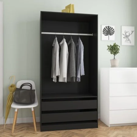 Armario de madera contrachapada negro 100x50x200 cm by vidaXL, Wardrobes - Ref: Foro24-800604, Price: 214,90 €, Discount: %