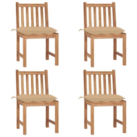 Garden chairs 4 units solid teak wood with cushions by vidaXL, Garden chairs - Ref: Foro24-3073106, Price: 460,07 €, Discount: %