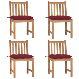 Garden chairs 4 units solid teak wood with cushions by vidaXL, Garden chairs - Ref: Foro24-3073112, Price: 475,20 €, Discount: %