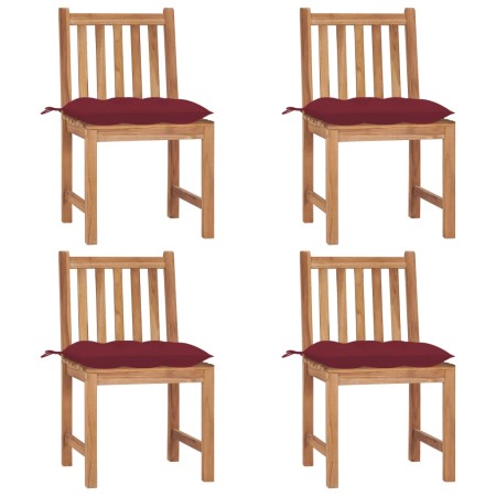 Garden chairs 4 units solid teak wood with cushions by vidaXL, Garden chairs - Ref: Foro24-3073112, Price: 475,20 €, Discount: %