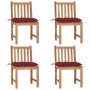 Garden chairs 4 units solid teak wood with cushions by vidaXL, Garden chairs - Ref: Foro24-3073112, Price: 475,20 €, Discount: %