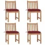 Gartenstühle 4 Einheiten aus massivem Teakholz mit Kissen von vidaXL, Gartenstühle - Ref: Foro24-3073112, Preis: 462,55 €, Ra...