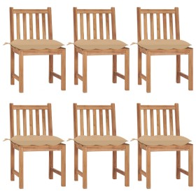 Garden chairs 6 units with solid teak wood cushions by vidaXL, Garden chairs - Ref: Foro24-3073133, Price: 687,82 €, Discount: %
