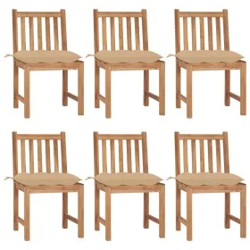 Garden chairs 6 units with solid teak wood cushions by vidaXL, Garden chairs - Ref: Foro24-3073133, Price: 669,23 €, Discount: %