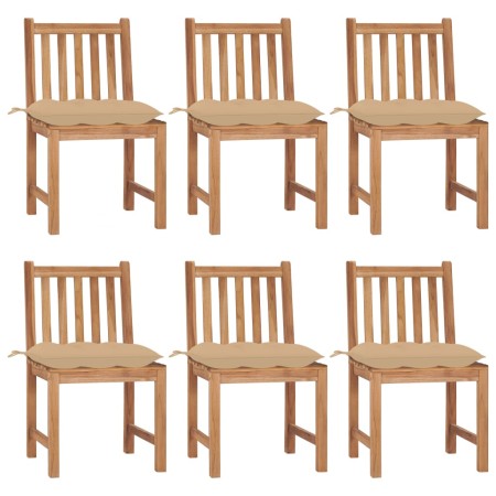 Garden chairs 6 units with solid teak wood cushions by vidaXL, Garden chairs - Ref: Foro24-3073133, Price: 687,82 €, Discount: %