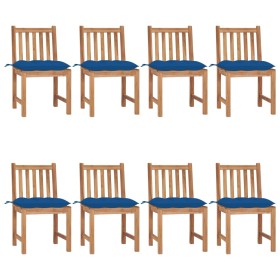 Gartenstühle 8 Einheiten aus massivem Teakholz mit Kissen von vidaXL, Gartenstühle - Ref: Foro24-3073167, Preis: 998,36 €, Ra...