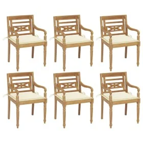 Batavia chairs 6 units solid teak wood with cushions by vidaXL, Garden chairs - Ref: Foro24-3073324, Price: 739,39 €, Discoun...