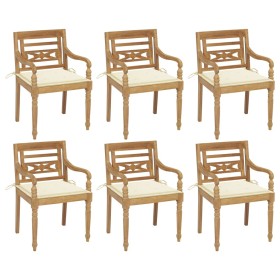 Sillas Batavia 6 unidades madera maciza de teca con cojines de vidaXL, Sillas de jardín - Ref: Foro24-3073324, Precio: 755,50...