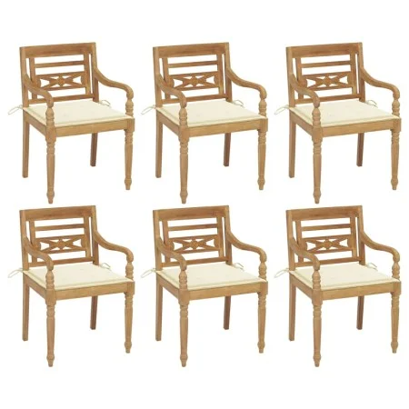Batavia chairs 6 units solid teak wood with cushions by vidaXL, Garden chairs - Ref: Foro24-3073324, Price: 752,40 €, Discoun...