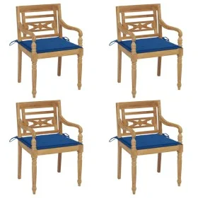 Batavia chairs 4 units solid teak wood with cushions by vidaXL, Garden chairs - Ref: Foro24-3073305, Price: 494,35 €, Discoun...