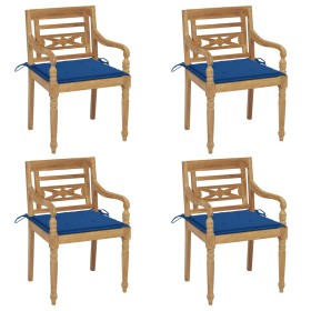 Sillas Batavia 4 unidades madera maciza de teca con cojines de vidaXL, Sillas de jardín - Ref: Foro24-3073305, Precio: 512,96...