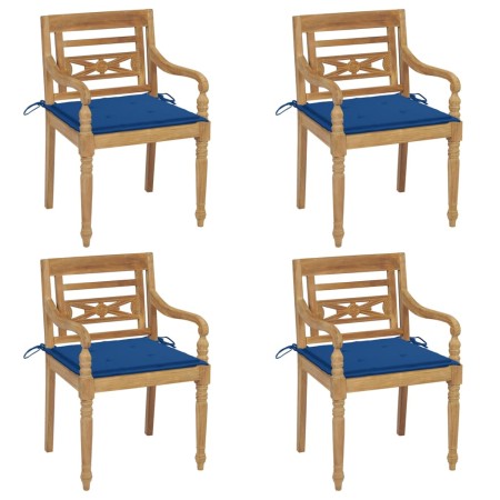 Batavia Stühle 4 Einheiten aus massivem Teakholz mit Kissen von vidaXL, Gartenstühle - Ref: Foro24-3073305, Preis: 512,96 €, ...