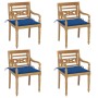 Batavia Stühle 4 Einheiten aus massivem Teakholz mit Kissen von vidaXL, Gartenstühle - Ref: Foro24-3073305, Preis: 512,96 €, ...