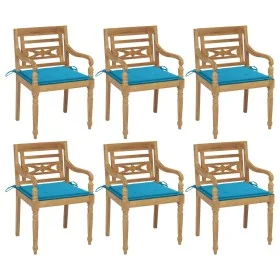 Batavia chairs 6 units solid teak wood with cushions by vidaXL, Garden chairs - Ref: Foro24-3073326, Price: 729,22 €, Discoun...