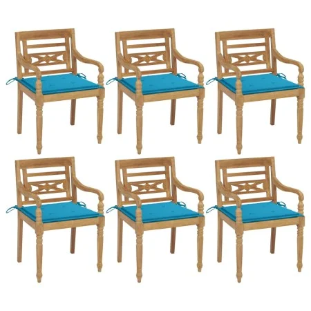 Batavia chairs 6 units solid teak wood with cushions by vidaXL, Garden chairs - Ref: Foro24-3073326, Price: 742,03 €, Discoun...