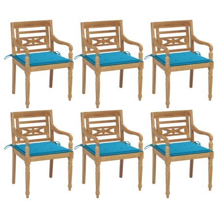 Batavia Stühle 6 Einheiten aus massivem Teakholz mit Kissen von vidaXL, Gartenstühle - Ref: Foro24-3073326, Preis: 756,61 €, ...