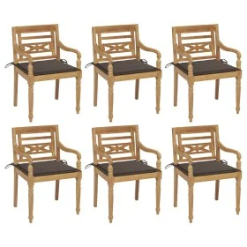 Batavia chairs 6 units solid teak wood with cushions by vidaXL, Garden chairs - Ref: Foro24-3073330, Price: 738,21 €, Discoun...