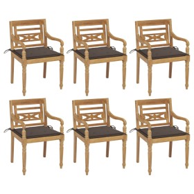 Sillas Batavia 6 unidades madera maciza de teca con cojines de vidaXL, Sillas de jardín - Ref: Foro24-3073330, Precio: 751,29...