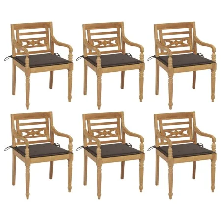 Batavia Stühle 6 Einheiten aus massivem Teakholz mit Kissen von vidaXL, Gartenstühle - Ref: Foro24-3073330, Preis: 738,27 €, ...