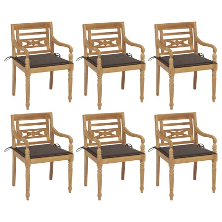 Batavia Stühle 6 Einheiten aus massivem Teakholz mit Kissen von vidaXL, Gartenstühle - Ref: Foro24-3073330, Preis: 751,29 €, ...