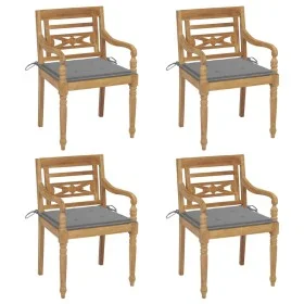 Batavia chairs 4 units solid teak wood with cushions by vidaXL, Garden chairs - Ref: Foro24-3073296, Price: 494,58 €, Discoun...