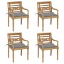 Batavia Stühle 4 Einheiten aus massivem Teakholz mit Kissen von vidaXL, Gartenstühle - Ref: Foro24-3073296, Preis: 505,89 €, ...
