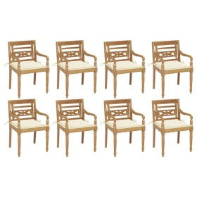 Batavia chairs 8 units solid teak wood with cushions by vidaXL, Garden chairs - Ref: Foro24-3073351, Price: 1,00 €, Discount: %
