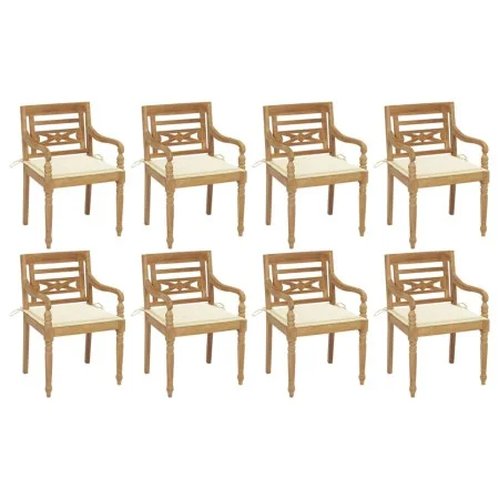 Batavia Stühle 8 Einheiten aus massivem Teakholz mit Kissen von vidaXL, Gartenstühle - Ref: Foro24-3073351, Preis: 1,00 €, Ra...