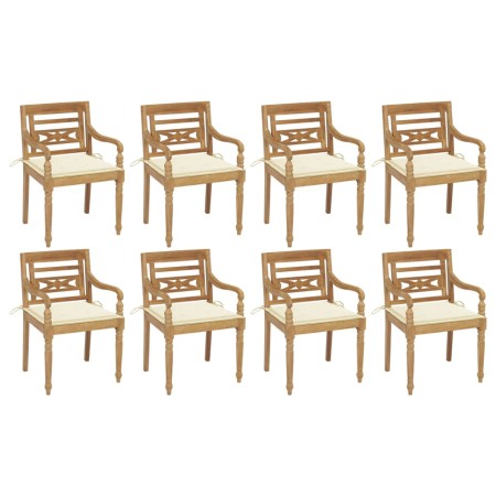 Sillas Batavia 8 unidades madera maciza de teca con cojines de vidaXL, Sillas de jardín - Ref: Foro24-3073351, Precio: 1,00 €