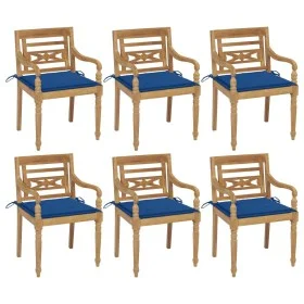 Sillas Batavia 6 unidades madera maciza de teca con cojines de vidaXL, Sillas de jardín - Ref: Foro24-3073332, Precio: 739,39...