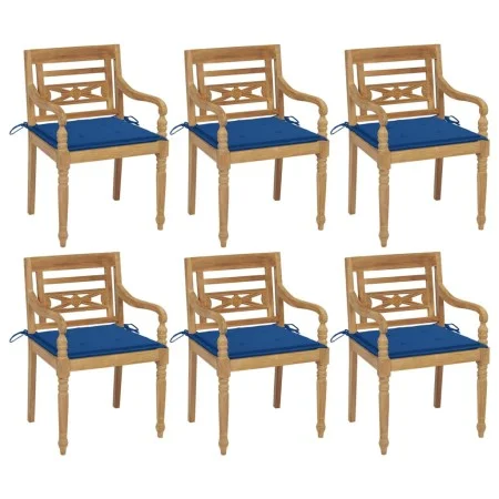 Batavia Stühle 6 Einheiten aus massivem Teakholz mit Kissen von vidaXL, Gartenstühle - Ref: Foro24-3073332, Preis: 739,39 €, ...