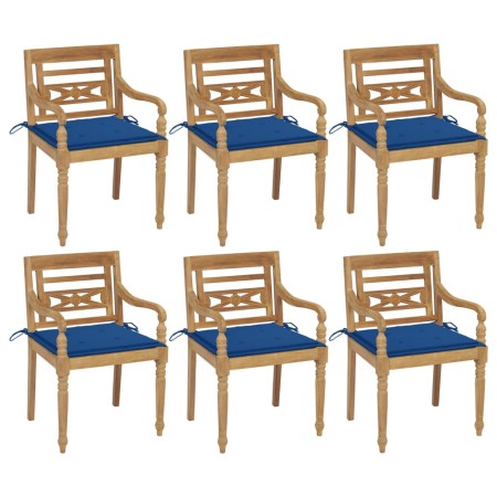 Batavia Stühle 6 Einheiten aus massivem Teakholz mit Kissen von vidaXL, Gartenstühle - Ref: Foro24-3073332, Preis: 752,40 €, ...