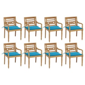 Batavia Stühle 8 Einheiten aus massivem Teakholz mit Kissen von vidaXL, Gartenstühle - Ref: Foro24-3073353, Preis: 1,00 €, Ra...
