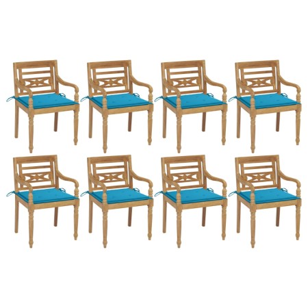 Batavia Stühle 8 Einheiten aus massivem Teakholz mit Kissen von vidaXL, Gartenstühle - Ref: Foro24-3073353, Preis: 1,00 €, Ra...